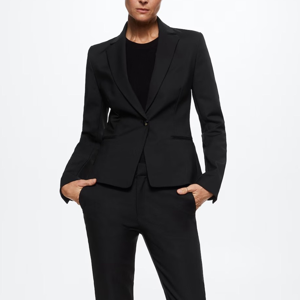 Mango Basics Structured Suit Blazer In Black, Siz… - image 1